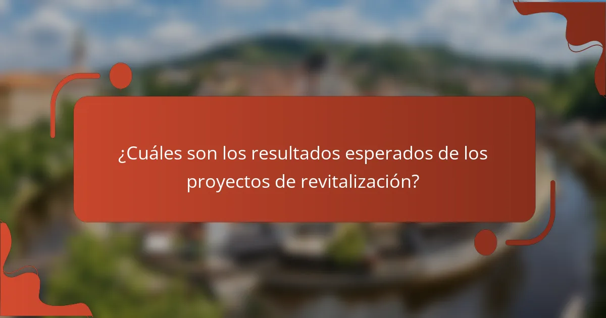 ¿Cuáles son los resultados esperados de los proyectos de revitalización?